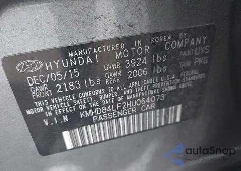 2017 Hyundai Elantra Se z USA, uszkodzony, nr VIN KMHD84LF2HU064073
